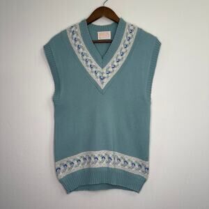 Pendleton 80s Vintage Floral Mint Wool Sweater Vest